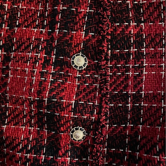 Adrianna Papell Red Black Tweed Jacket Gold and Black Buttons NWT Size L - Picture 5 of 14